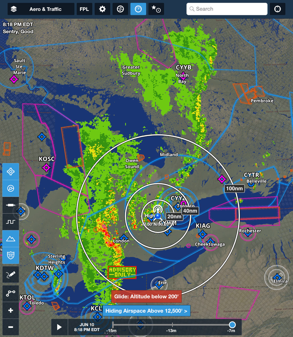 Image of a Foreflight showing CIFIB provided weather